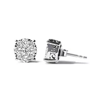 Lab Created 14K White Gold 2.00 Ct Lab Grown Diamond Cluster Stud Earrings