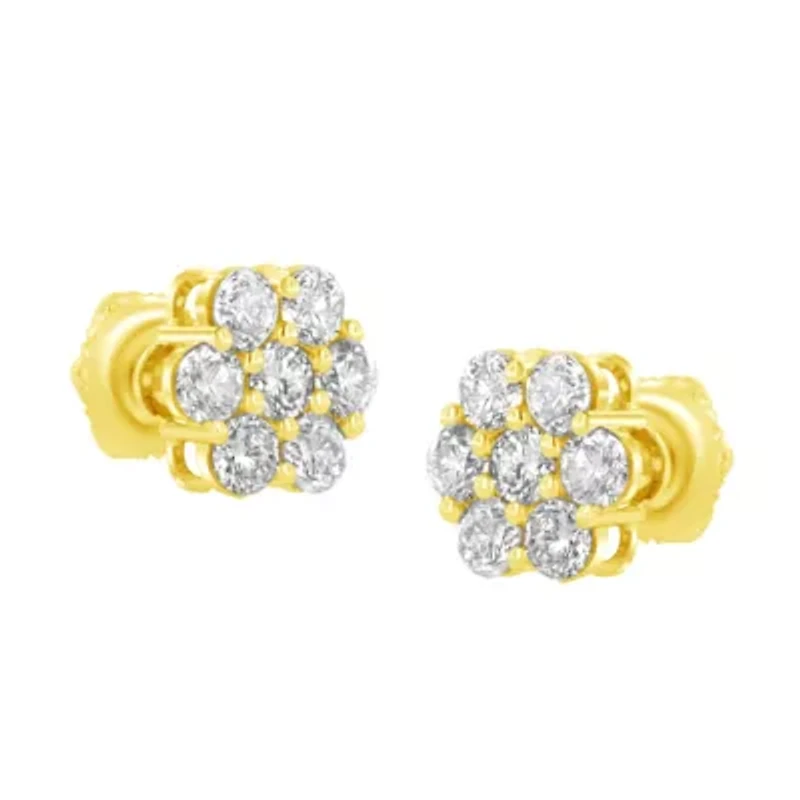 14K Yellow Gold 1.0 Ct Diamond Flower Earring