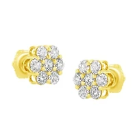 14K Yellow Gold 1.0 Ct Diamond Flower Earring