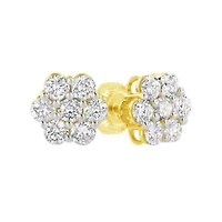 14K Yellow Gold 1.0 Ct Diamond Flower Earring