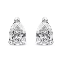 Lab Created 14K White Gold 1/2 Ct Pear Shape Solitaire Lab Grown Diamond Stud Earrings