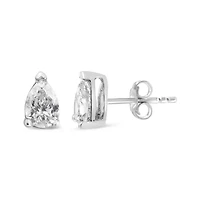 Lab Created 14K White Gold 1/2 Ct Pear Shape Solitaire Lab Grown Diamond Stud Earrings