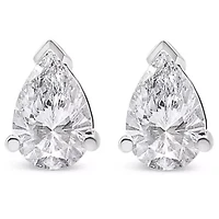 Lab Created 14K White Gold 1.0 Ct Pear Shape Solitaire Lab Grown Diamond Stud Earrings