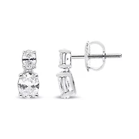 Lab Created 14K White Gold 1.0 Ct Oval Lab Grown Diamond 2 Stone Drop and Dangle Stud Earrings