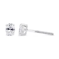 Lab Created 14K White Gold Ct Lab Grown Oval Solitaire Diamond Stud Earrings