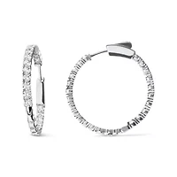 Lab Created 14K White Gold 3.00 Ct Lab Grown Diamond Inside Out Hoop Earrings