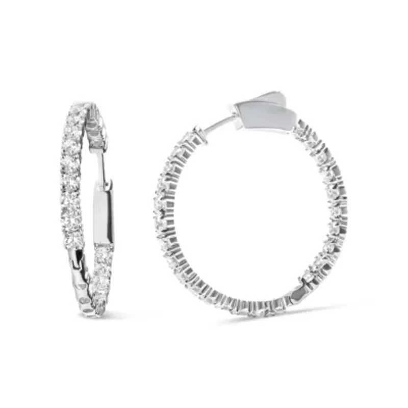 Lab Created 14K White Gold 3.00 Ct Lab Grown Diamond Inside Out Hoop Earrings