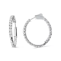 Lab Created 14K White Gold 3.00 Ct Lab Grown Diamond Inside Out Hoop Earrings