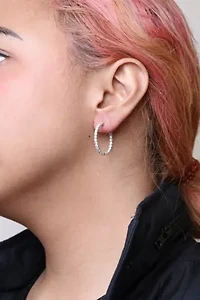 Lab Created 14K White Gold 3.00 Ct Lab Grown Diamond Inside Out Hoop Earrings
