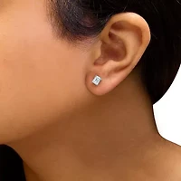 Lab Created 14K White Gold 1.0 Ct Emerald Lab-Grown Diamond Solitaire Stud Earrings