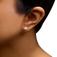 Lab Created 14K White Gold 1 1/2 Ct Emerald Lab-Grown Diamond Solitaire Stud Earrings