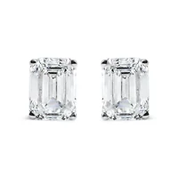 Lab Created 14K White Gold 2.0 Ct Emerald Lab Grown Diamond Solitaire Stud Earrings