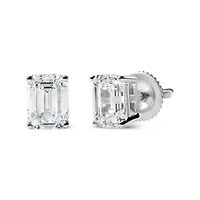Lab Created 14K White Gold 2.0 Ct Emerald Lab Grown Diamond Solitaire Stud Earrings