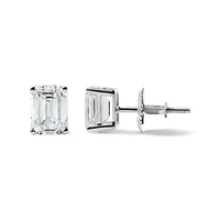 Lab Created 14K White Gold 2.0 Ct Emerald Lab Grown Diamond Solitaire Stud Earrings