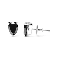 14K White Gold 2.00 Ct Pear Black Diamond Stud Earrings