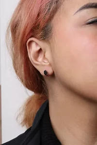 14K White Gold 2.00 Ct Pear Black Diamond Stud Earrings