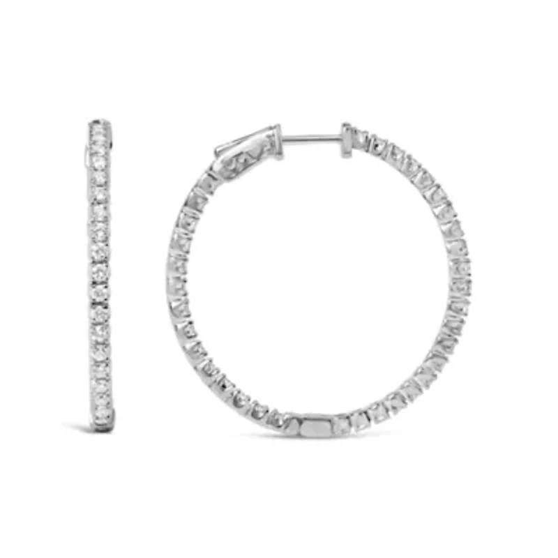 Lab Created 14K White Gold 1 3/4 Cttw Lab Grown Diamond Inside Out Hoop Earrings