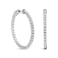 Lab Created 14K White Gold 1 3/4 Cttw Lab Grown Diamond Inside Out Hoop Earrings