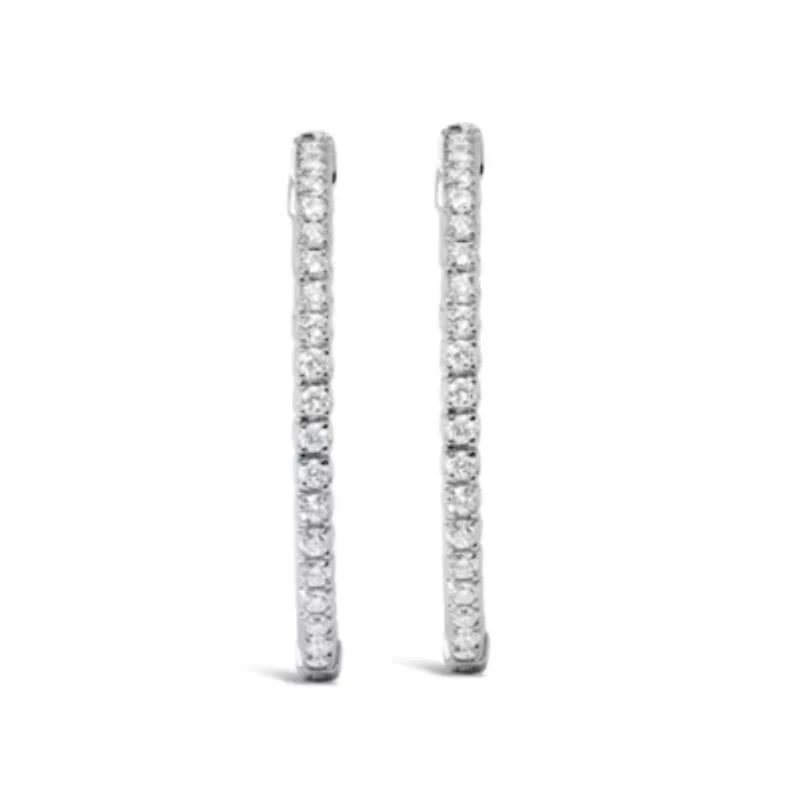 Lab Created 14K White Gold 1 3/4 Cttw Lab Grown Diamond Inside Out Hoop Earrings