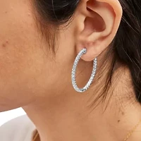 Lab Created 14K White Gold 1 3/4 Cttw Lab Grown Diamond Inside Out Hoop Earrings