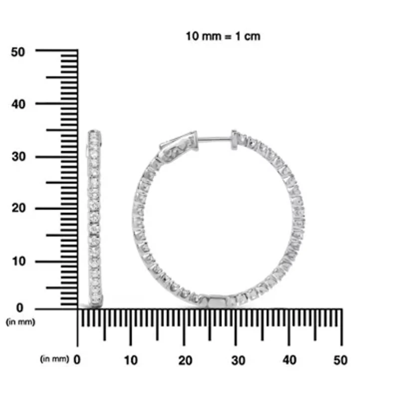 Lab Created 14K White Gold 1 3/4 Cttw Lab Grown Diamond Inside Out Hoop Earrings