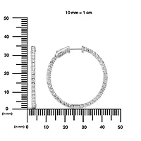 Lab Created 14K White Gold 1 3/4 Cttw Lab Grown Diamond Inside Out Hoop Earrings