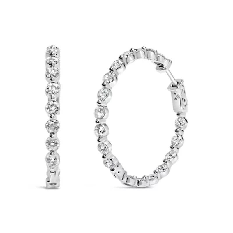 Lab Created 14K White Gold 5.00 Cttw Lab Grown Diamond Inside-Out Hoop Earring