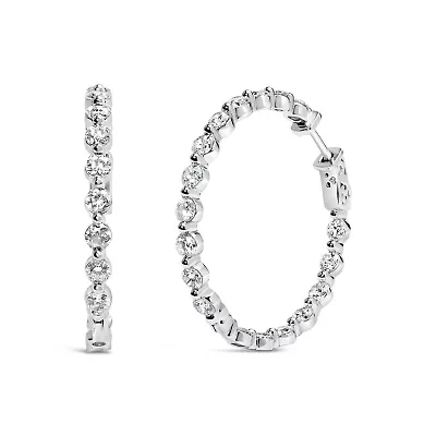 Lab Created 14K White Gold 5.00 Cttw Lab Grown Diamond Inside-Out Hoop Earring