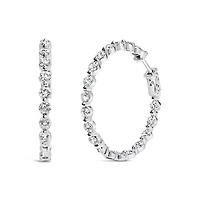 Lab Created 14K White Gold 5.00 Cttw Lab Grown Diamond Inside-Out Hoop Earring