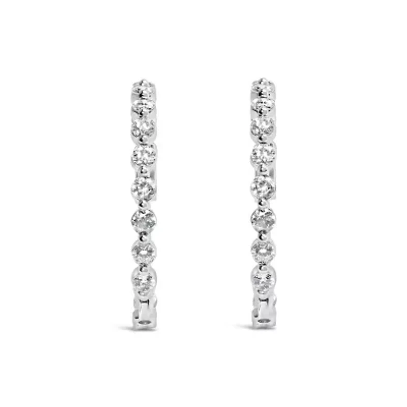 Lab Created 14K White Gold 5.00 Cttw Lab Grown Diamond Inside-Out Hoop Earring