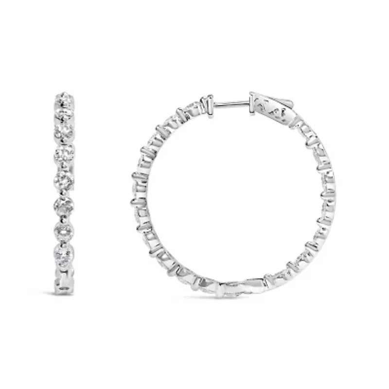 Lab Created 14K White Gold 5.00 Cttw Lab Grown Diamond Inside-Out Hoop Earring