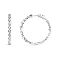 Lab Created 14K White Gold 5.00 Cttw Lab Grown Diamond Inside-Out Hoop Earring