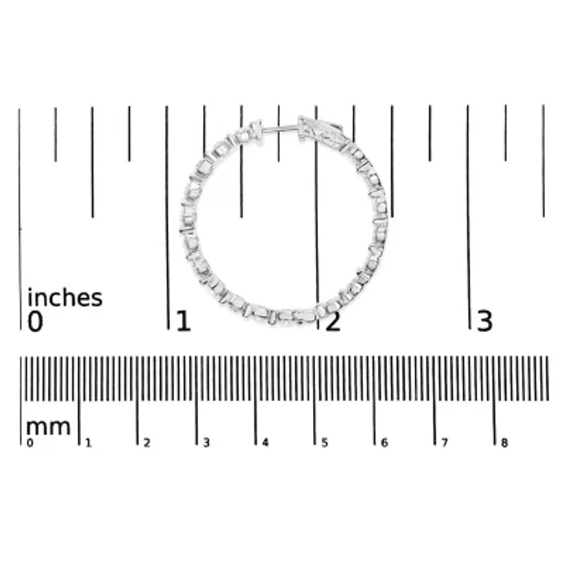 Lab Created 14K White Gold 5.00 Cttw Lab Grown Diamond Inside-Out Hoop Earring