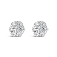 Lab Created 14K White Gold 1 3/4 Ct Lab Grown Diamond Floral Cluster Composite Stud Earring
