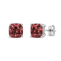 Lab Created 14K White Gold 1/2 Ct Lab Grown Pink Cushion Diamond Solitaire Stud Earrings