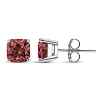 Lab Created 14K White Gold 1/2 Ct Lab Grown Pink Cushion Diamond Solitaire Stud Earrings