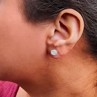 Lab Created 14K White Gold 1.0 Ct Round Lab-Grown Diamond Halo Stud Earrings