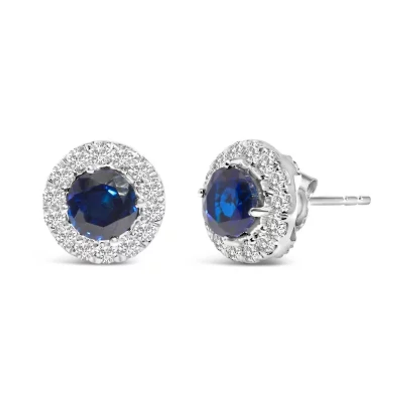 Lab Created 14K White Gold 3.0 Cttw Lab-Grown Diamond Halo Stud Earrings