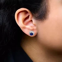 Lab Created 14K White Gold 3.0 Cttw Lab-Grown Diamond Halo Stud Earrings