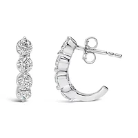 Lab Created 14K White Gold 1 1/4 Cttw Round Lab Grown Diamonds 5 Stone Open Hoop Stud Earrings