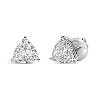 Lab Created 14K White Gold 1.0 Ct Trillion Lab Grown Diamond 3-Prong Solitaire Stud Earrings
