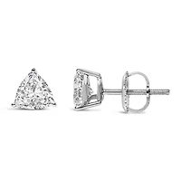 Lab Created 14K White Gold 1.0 Ct Trillion Lab Grown Diamond 3-Prong Solitaire Stud Earrings