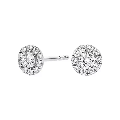 Lab Created 14K White Gold 1/3 Ct Lab-Grown Diamond Halo Stud Earring