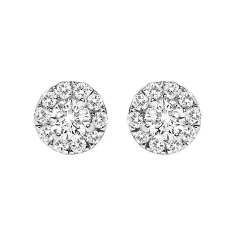 Lab Created 14K White Gold 1/3 Ct Lab-Grown Diamond Halo Stud Earring