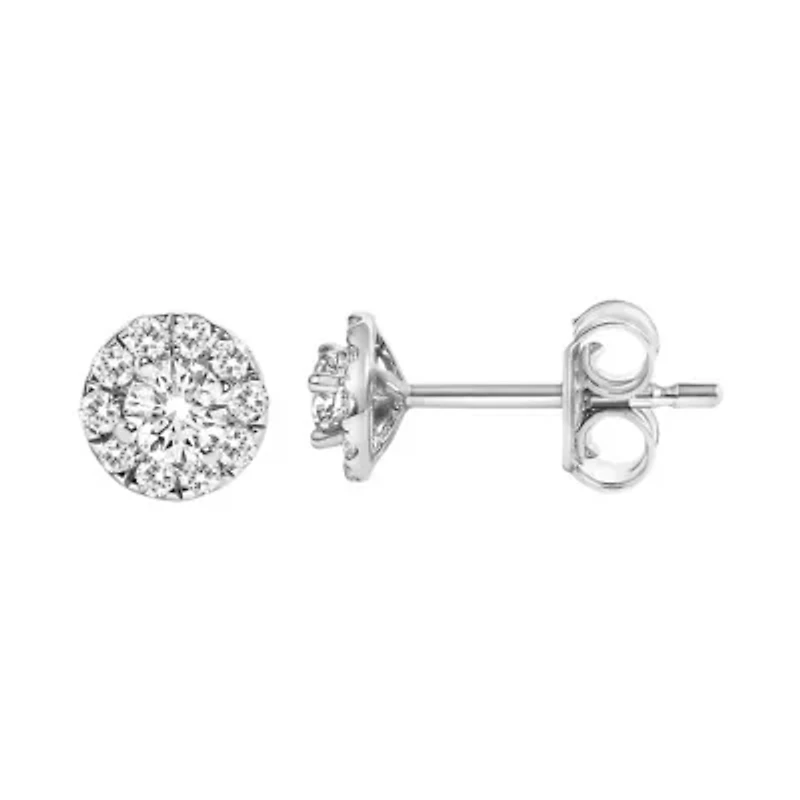 Lab Created 14K White Gold 1/3 Ct Lab-Grown Diamond Halo Stud Earring