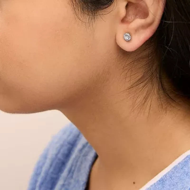 Lab Created 14K White Gold 1/3 Ct Lab-Grown Diamond Halo Stud Earring