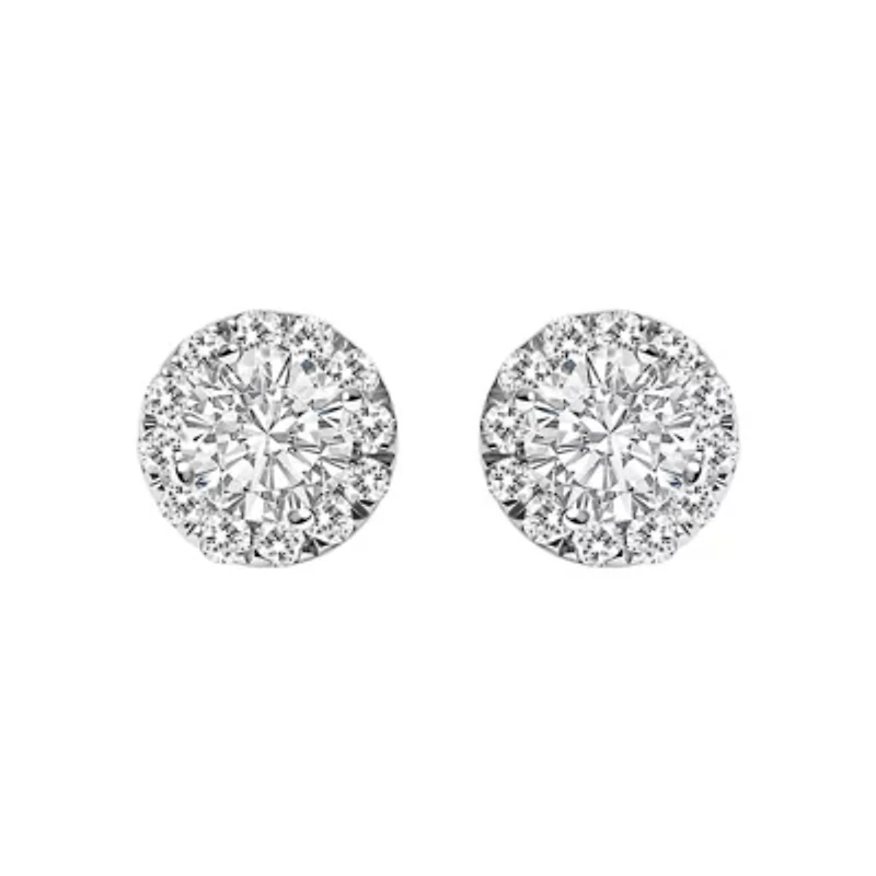 Lab Created 14K White Gold 1/2 Ct Lab-Grown Diamond Halo Stud Earring