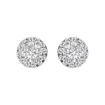 Lab Created 14K White Gold 1/2 Ct Lab-Grown Diamond Halo Stud Earring