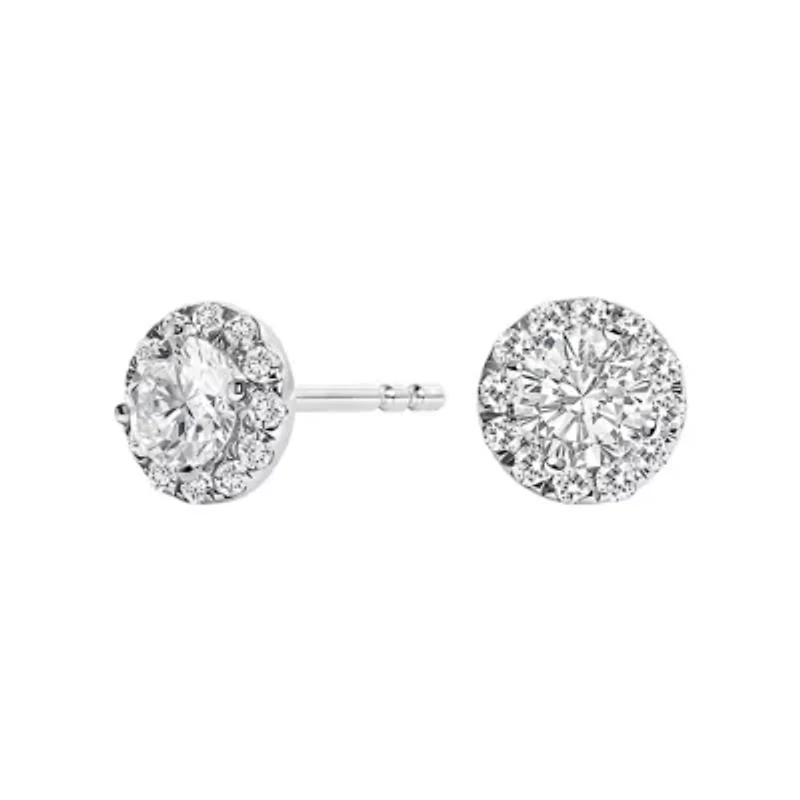 Lab Created 14K White Gold 1/2 Ct Lab-Grown Diamond Halo Stud Earring