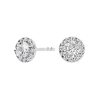 Lab Created 14K White Gold 1/2 Ct Lab-Grown Diamond Halo Stud Earring